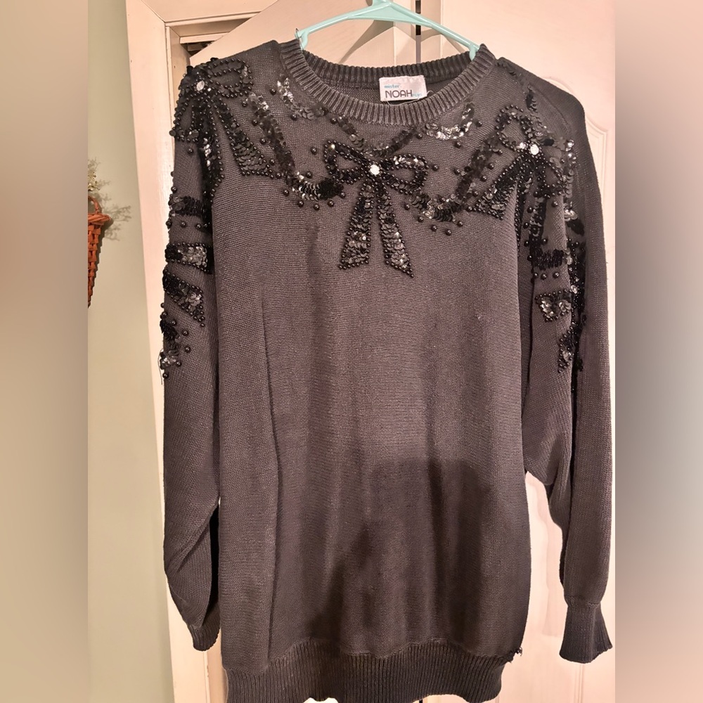 Vintage Mister Noah Plus Black Beaded Sweater